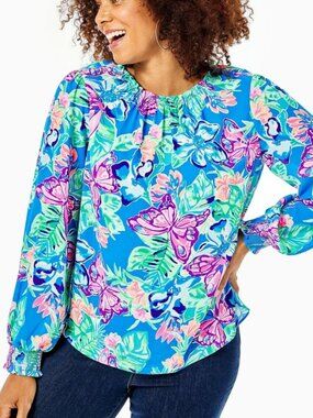 Lilly Pulitzer Luce Floral Blouse Sz XS MSRP $128